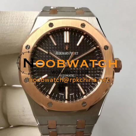 Replica Audemars Piguet Royal Oak 15400 JF Stainless Steel & Rose Gold Black Dial Swiss 3120