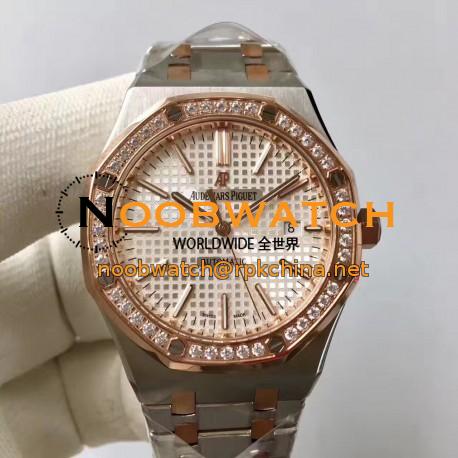 Replica Audemars Piguet Royal Oak 15400 JF Stainless Steel & Diamonds Silver Dial Swiss 3120