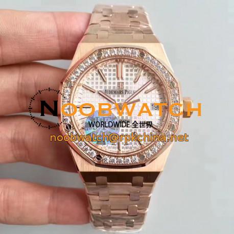 Replica Audemars Piguet Royal Oak 15450 JF Rose Gold & Diamonds Silver Dial Swiss 3120