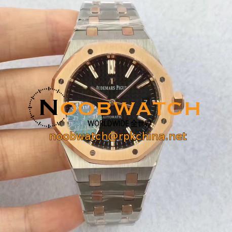 Replica Audemars Piguet Royal Oak 15450 JF Stainless Steel & Rose Gold Black Dial Swiss 3120