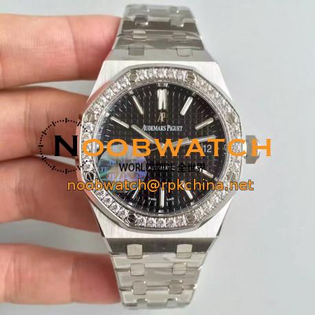 Replica Audemars Piguet Royal Oak 15450 JF Stanless Steel & Diamonds Black Dial Swiss 3120