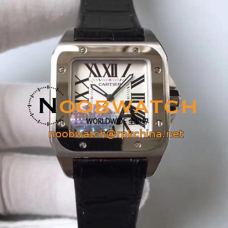 Replica Cartier Santos 100 Medium Size W20106X8 HBB V6 Stainless Steel White Dial Swiss 2824-2