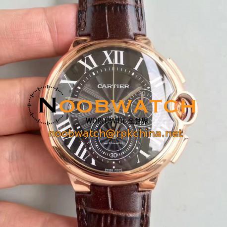 Replica Cartier Ballon Bleu Chronograph W6920074 V5 Rose Gold Black Dial Swiss 8101 MC