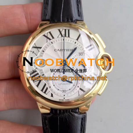 Replica Cartier Ballon Bleu Chronograph W6920007 V5 Yellow Gold Silver Dial Swiss 8101 MC