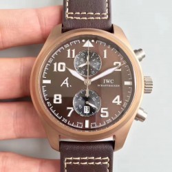 Replica IWC Pilot Last Flight Chronograph IW388005 ZF Brown Ceramic Brown Dial Swiss 7750