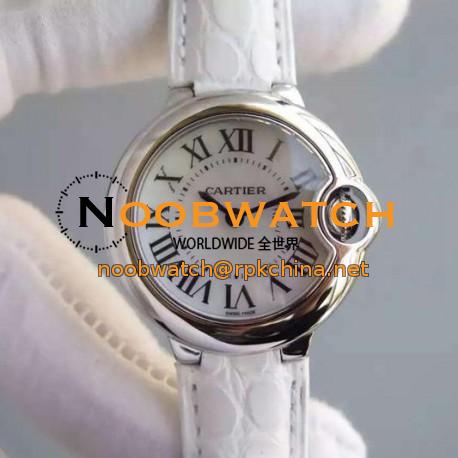 Replica Cartier Ballon Bleu 28MM Ladies Stainless Steel White Dial Swiss Ronda Quartz