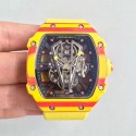 Replica Richard Mille RM27-03 Rafael Nadal KL Yellow & Red Forged Carbon Black Skeleton Dial M9015