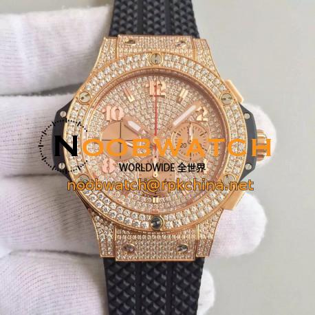 Replica Hublot Big Bang Gold Full Pave 341.PC.9010.RC.1704 JF Rose Gold & Diamonds Diamond Dial Swiss HUB4100