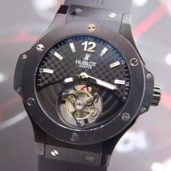 Replica Hublot Big Bang Tourbillon Solo Bang Ceramic 305.CM.134.RX JF Ceramic Carbon Fiber Dial Swiss Tourbillon