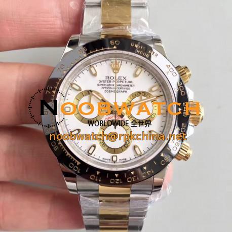 Replica Rolex Daytona Cosmograph 116519LN JH Yellow Gold & Stainless Steel White Dial Swiss 4130 Run 6@SEC