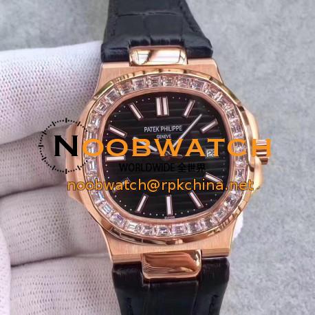 Replica Patek Philippe Nautilus 5711R MK Rose Gold & Diamonds Black Dial Swiss 324SC