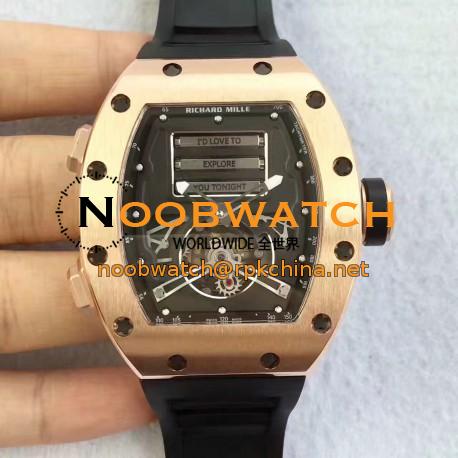 Replica Richard Mille RM69 Erotic Tourbillon KV Rose Gold Black Dial Swiss Caliber RM69