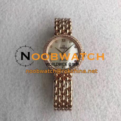 Replica Omega De Ville Dewdrop 424.55.27.60.55.004 XF Rose Gold & Diamonds Mother Of Pearl Dial Swiss 8521