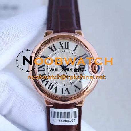 Replica Ballon Bleu De Cartier Ladies 36MM W6900456 V9 Rose Gold Silver Dial Swiss 2688-2