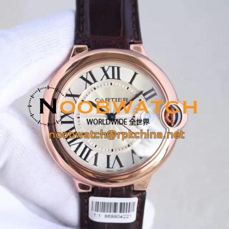 Replica Ballon Bleu De Cartier 42MM WGBB0017 V9 Rose Gold Silver Dial Swiss 2688-2