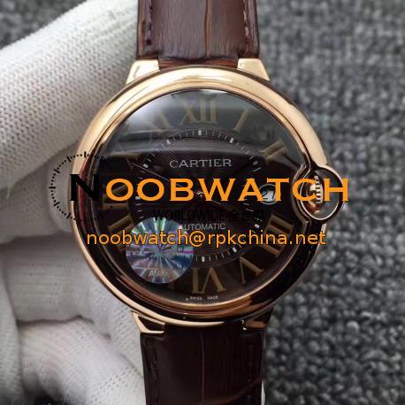 Replica Ballon Bleu De Cartier 42MM W6920037 AJ Rose Gold Chocolate Dial Swiss 2824-2