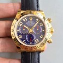 Replica Rolex Daytona Cosmograph 116518 JH Yellow Gold Blue Dial Swiss 4130 Run 6@SEC