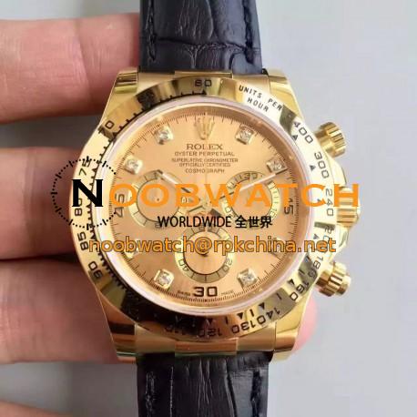 Replica Rolex Daytona Cosmograph 116518 JH Yellow Gold Champagne Dial Swiss 4130 Run 6@SEC