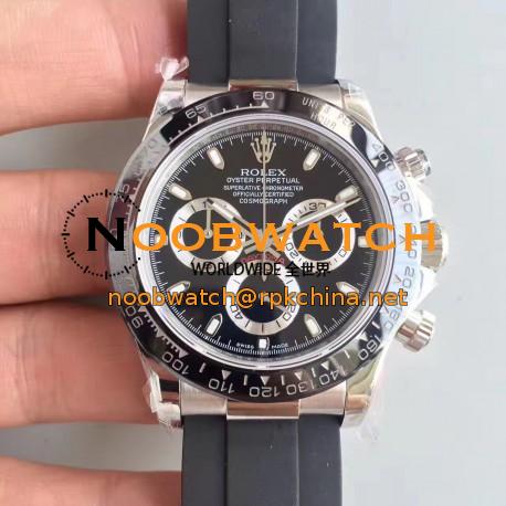 Replica Rolex Daytona Cosmograph 116519LN JH Stainless Steel Black Dial Swiss 4130 Run 6@SEC