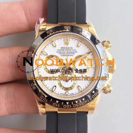 Replica Rolex Daytona Cosmograph 116518LN JH Yellow Gold White Dial Swiss 4130 Run 6@SEC