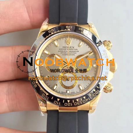 Replica Rolex Daytona Cosmograph 116518LN JH Yellow Gold Silver Dial Swiss 4130 Run 6@SEC