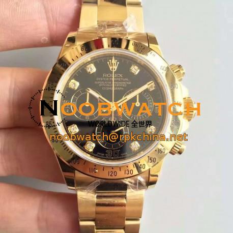 Replica Rolex Daytona Cosmograph 116508 JH Yellow Gold Black Dial Dial Swiss 4130 Run 6@SEC