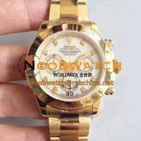 Replica Rolex Daytona Cosmograph 116508 JH Yellow Gold White Dial Dial Swiss 4130 Run 6@SEC