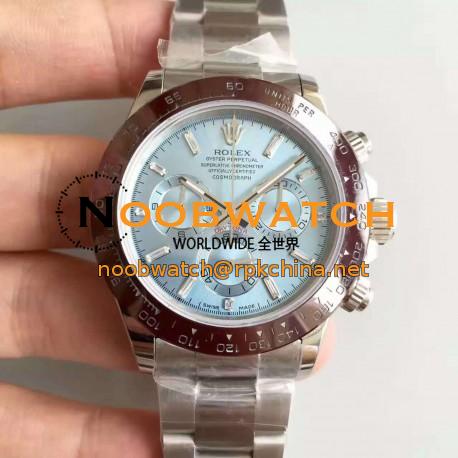 Replica Rolex Daytona Cosmograph 116506 JH Stainless Steel Ice Blue Dial Swiss 4130 Run 6@SEC