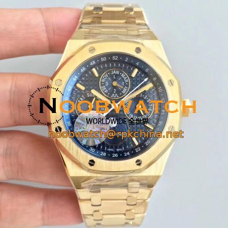 Replica Audemars Piguet Royal Oak Perpetual Calendar 41MM 26574BA.OO.1220BA.01 JF Yellow Gold Blue Dial Swiss 5134