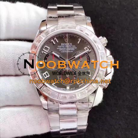 Replica Rolex Daytona Cosmograph 116599 JF Stainless Steel & Diamonds Anthracite Dial Swiss 7750 Run 6@SEC