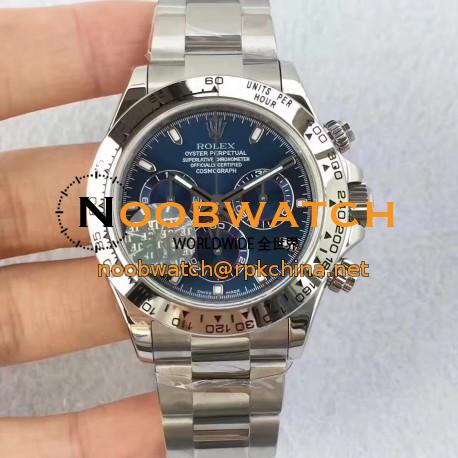 Replica Rolex Daytona Cosmograph 116509 JF Stainless Steel Blue Dial Swiss 7750 Run 6@SEC