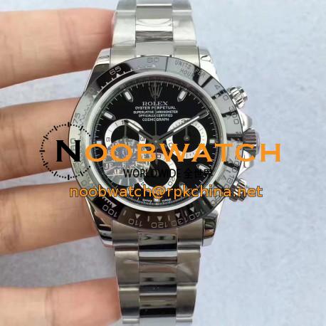 Replica Rolex Daytona Cosmograph 116500LN JF Stainless Steel Black Dial Swiss 7750 Run 6@SEC