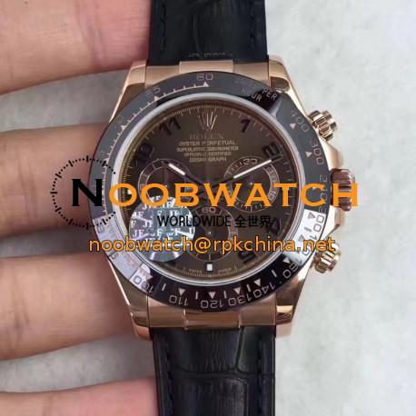 Replica Rolex Daytona Cosmograph 116515LN JF Rose Gold Chocolate Dial Swiss 7750 Run 6@SEC