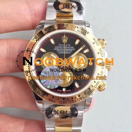 Replica Rolex Daytona Cosmograph 116503 JF Stainless Steel & Yellow Gold Black & Champagne Dial Swiss 7750 Run 6@SEC