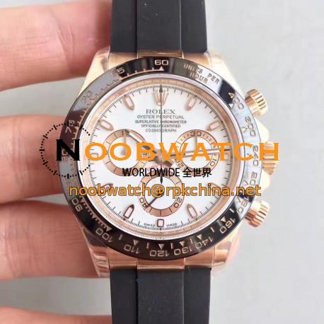 Replica Rolex Daytona Cosmograph 116515LN N Rose Gold White Dial Swiss 7750 Run 6@SEC