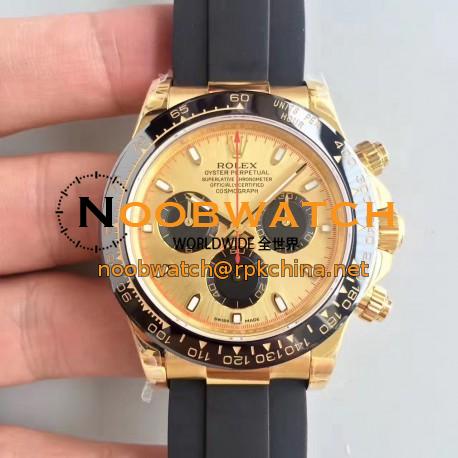 Replica Rolex Daytona Cosmograph 116518LN N Yellow Gold Champagne Dial Swiss 7750 Run 6@SEC