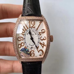 Replica Franck Muller 8880 SC DT Platinum Rotor ZX Rose Gold & Diamonds White Dial Swiss 2824-2