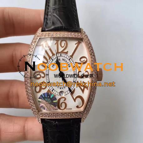 Replica Franck Muller 8880 SC DT Platinum Rotor ZX Rose Gold & Diamonds White Dial Swiss 2824-2