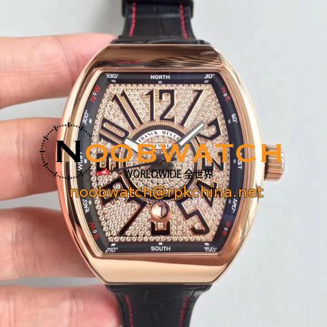 Replica Franck Muller Vanguard V45 N Rose Gold Diamond Dial Swiss 2824-2