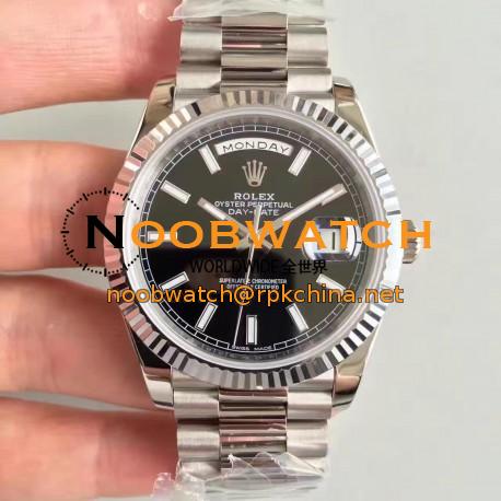 Replica Rolex Day-Date 40 228239 N Stainless Steel Black Dial Swiss 3255