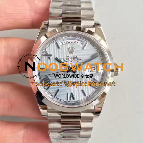 Replica Rolex Day-Date 40 228206 40MM N Stainless Steel Ice Blue Quadrant Dial Swiss 3255