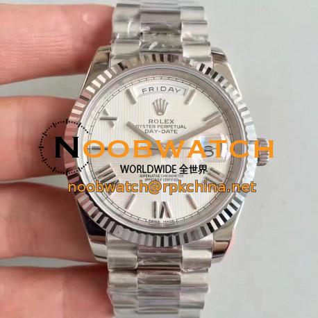 Replica Rolex Day-Date 40 228239 40MM N Stainless Steel Silver Quadrant Dial Swiss 3255