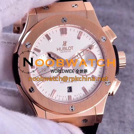 Replica Hublot Classic Fusion Chronograph King Gold Opalin 521.OX.2611.LR HBB V6 Rose Gold Silver Dial Swiss 7750