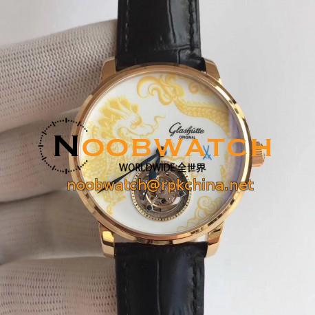 Replica Glashutte Original Senator Meissen Tourbillon Dragon 94-13-02-01-04 N Rose Gold White Dial Swiss 94-11