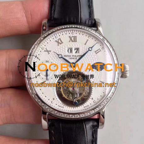 Replica Patek Philippe Grand Complication Tourbillon N Stainless Steel & Diamonds White Dial Swiss Tourbillon