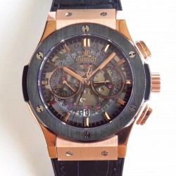 Replica Hublot Classic Fusion Aerofusion Chronograph Dutch 525.OM.0180.HR.CSS16 HBB V6 Rose Gold Black Skeleton Dial Swiss 7750