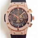 Replica Hublot Classic Fusion Aerofusion 525.OX.0180.LR.1704 HBB V6 Rose Gold & Diamonds Black Skeleton Dial Swiss 7750