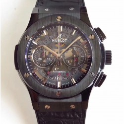 Replica Hublot Classic Fusion Aerofusion Chronograph Black Magic 525.CM.0170.RX HBB V6 Ceramic Black Skeleton Dial Swiss 7750