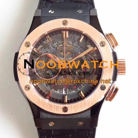 Replica Hublot Classic Fusion Aerofusion Chronograph Black Magic 525.CM.0170.RX HBB V6 Ceramic Black Skeleton Dial Swiss 7750