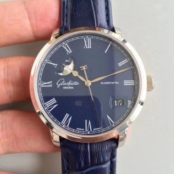 Replica Glashutte Senator Panorama Date Moon Phase 100-04-05-12-30 GF Stainless Steel Blue Dial Swiss 100-04